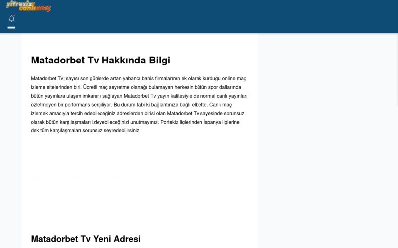 Matadorbet Tv TV Maç Yayınları