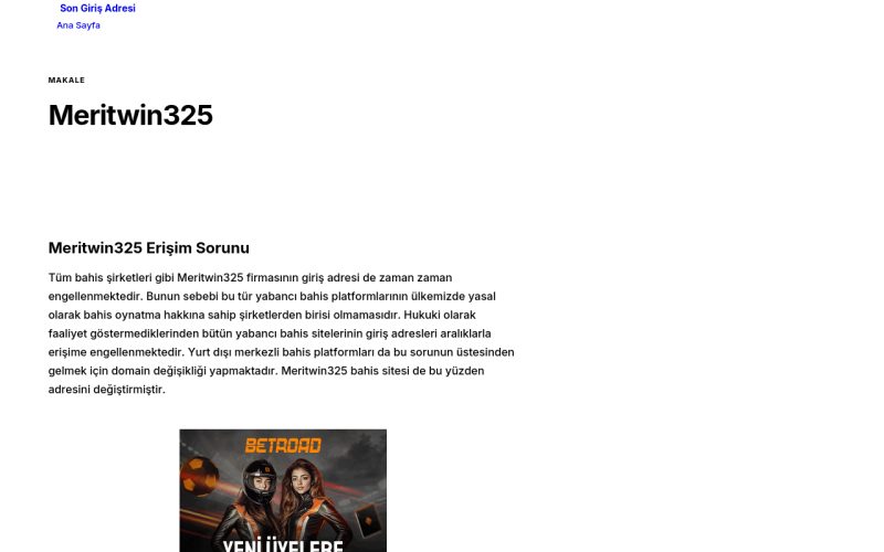Meritwin325 - Son Giriş Adresi