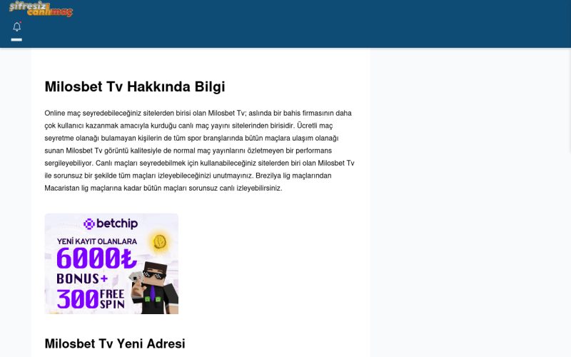 Milosbet Tv Tv İzle