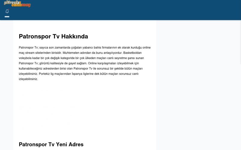 Patronspor Tv Tv İzle