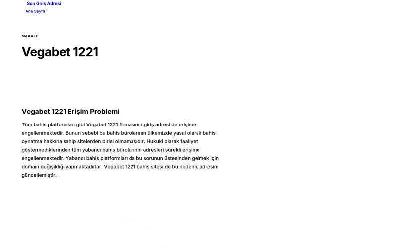 Vegabet 1221 - Son Giriş Adresi